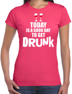 Bellatio Decorations Good day to get drunk shirt - Fun t-shirt roze voor dames S - Feestshirts