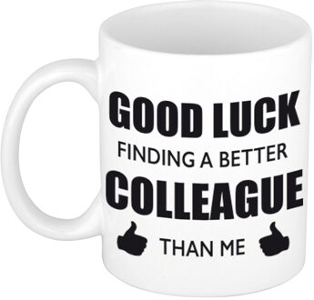 Bellatio Decorations Good luck finding a better colleague than me witte cadeau koffiemok / theebeker collega afscheidscadeau 300 ml - feest m