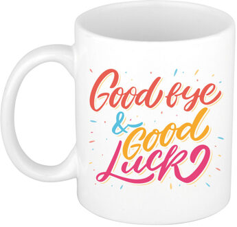 Bellatio Decorations Goodbye and goodluck cadeau mok / beker wit Multi