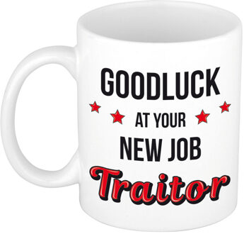 Bellatio Decorations Goodluck traitor cadeau mok / beker - afscheidscadeau personeel / collega - feest mokken Multikleur