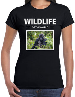 Bellatio Decorations Gorilla aap t-shirt met dieren foto wildlife of the world zwart voor dames