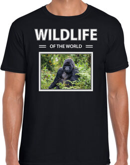 Bellatio Decorations Gorilla aap t-shirt met dieren foto wildlife of the world zwart voor heren