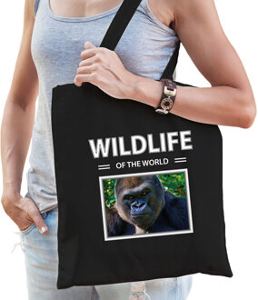 Bellatio Decorations Gorilla aap tasje zwart volwassenen en kinderen - wildlife of the world kado boodschappen tas