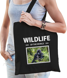 Bellatio Decorations Gorilla aap tasje zwart volwassenen en kinderen - wildlife of the world kado boodschappen tas
