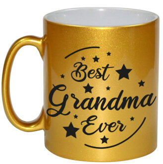 Bellatio Decorations Gouden Best Grandma Ever cadeau koffiemok / theebeker 330 ml - feest mokken Goudkleurig