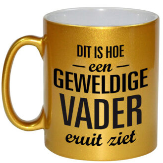 Bellatio Decorations Gouden geweldige vader cadeau koffiemok / theebeker 330 ml
