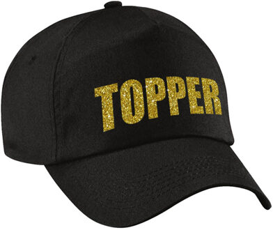 Bellatio Decorations Gouden letters topper fan / supporter pet/cap zwart volwassenen