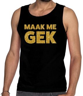 Bellatio Decorations Gouden maak me gek glitter tanktop / mouwloos shirt zwart heren 2XL