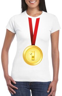 Bellatio Decorations Gouden medaille kampioen shirt wit dames