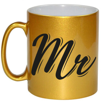 Bellatio Decorations Gouden Mr / Mister cadeau koffiemok - beker - voor bruiloft koppels - 330 ml