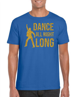Bellatio Decorations Gouden muziek t-shirt / shirt Dance all night long blauw heren