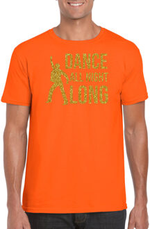 Bellatio Decorations Gouden muziek t-shirt / shirt Dance all night long oranje heren