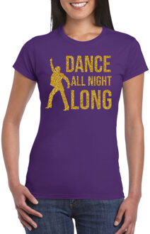 Bellatio Decorations Gouden muziek t-shirt / shirt Dance all night long paars dames