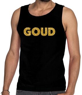 Bellatio Decorations Gouden tekst glitter tanktop / mouwloos shirt zwart heren 2XL