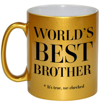 Bellatio Decorations Gouden Worlds best brother cadeau koffiemok / theebeker 330 ml - Cadeau mokken - feest mokken Goudkleurig