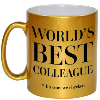 Bellatio Decorations Gouden Worlds best colleague cadeau koffiemok / theebeker 330 ml - Cadeau mokken - feest mokken Goudkleurig