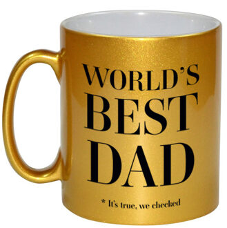 Bellatio Decorations Gouden Worlds best dad cadeau koffiemok / theebeker 330 ml - Cadeau mokken - feest mokken Goudkleurig