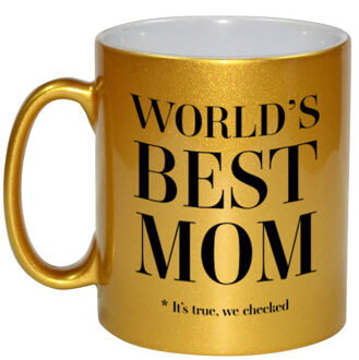 Bellatio Decorations Gouden Worlds best mom cadeau koffiemok / theebeker 330 ml - Cadeau mokken - feest mokken Goudkleurig