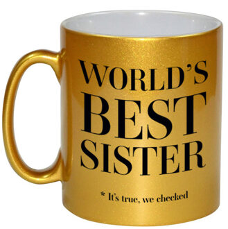 Bellatio Decorations Gouden Worlds best sister cadeau koffiemok / theebeker 330 ml - Cadeau mokken - feest mokken Goudkleurig