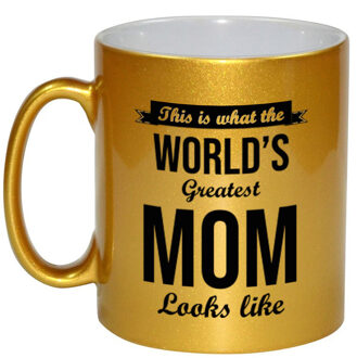 Bellatio Decorations Gouden Worlds Greatest Mom cadeau koffiemok / theebeker 330 ml Goudkleurig
