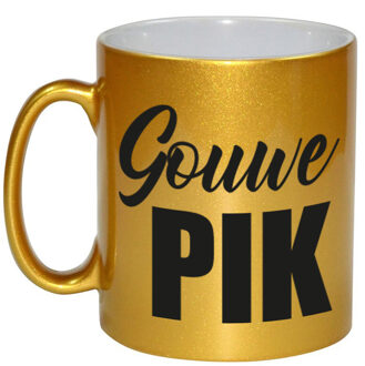 Bellatio Decorations Gouwe pik cadeau mok / beker goud cadeau collega / opa / papa / vriend / familie / abraham 330 ml