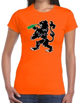 Bellatio Decorations Grappige bier drinkende leeuw t-shirt voor Koningsdag of het EK/WK voor dames 2XL - Feestshirts Oranje