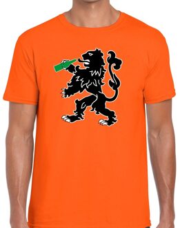 Bellatio Decorations Grappige bier drinkende leeuw t-shirt voor Koningsdag of het EK/WK voor heren XL - Feestshirts Oranje