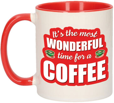 Bellatio Decorations Grappige Kerst cadeau mok - its the most wonderful time for a coffee - rood