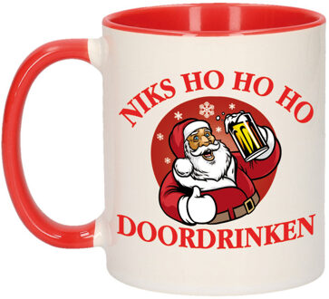 Bellatio Decorations Grappige Kerst mok/beker - niks ho ho ho doordrinken - rood - Bekers