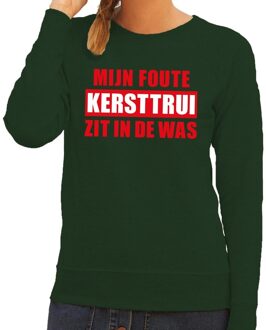 Bellatio Decorations Grappige tekst kersttrui in de was voor dames 2XL (44) - kerst truien Groen