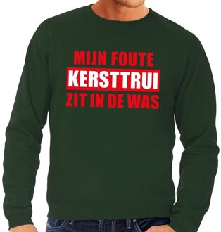 Bellatio Decorations Grappige tekst kersttrui in de was voor heren 2XL (56) - kerst truien Groen