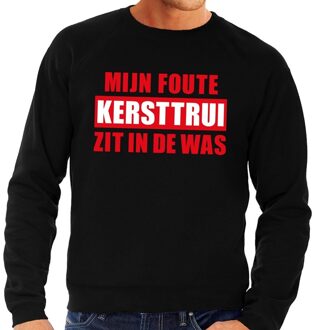 Bellatio Decorations Grappige tekst kersttrui in de was voor heren zwart 2XL (56) - kerst truien