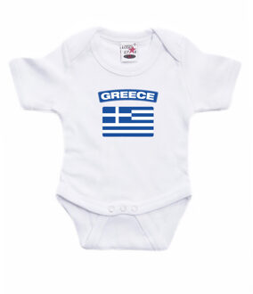 Bellatio Decorations Greece / Griekenland landen rompertje met vlag wit voor babys 56 (1-2 maanden)