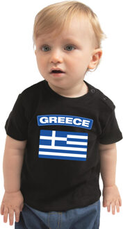 Bellatio Decorations Greece / Griekenland landen shirtje met vlag zwart voor babys 62 (1-3 maanden)