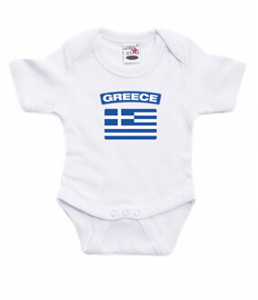 Bellatio Decorations Greece romper met vlag Griekenland wit voor babys
