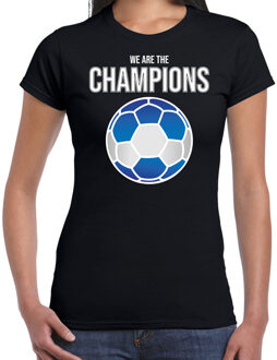 Bellatio Decorations Griekenland EK/ WK supporter t-shirt - we are the champions met Griekse voetbal - zwart - dames - kleding / shirt M