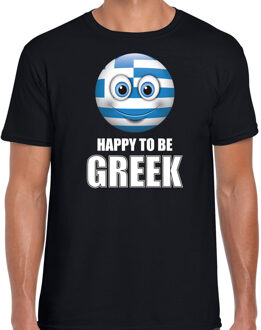 Bellatio Decorations Griekenland emoticon Happy to be Greek landen t-shirt zwart heren