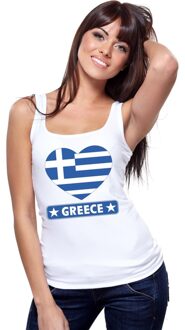 Bellatio Decorations Griekenland hart vlag singlet shirt/ tanktop wit dames L