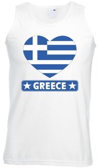 Bellatio Decorations Griekenland hart vlag singlet shirt/ tanktop wit heren 2XL