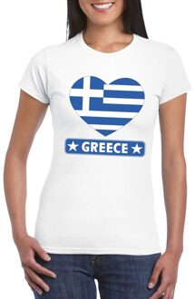 Bellatio Decorations Griekenland hart vlag t-shirt wit dames L