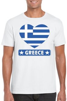 Bellatio Decorations Griekenland hart vlag t-shirt wit heren 2XL