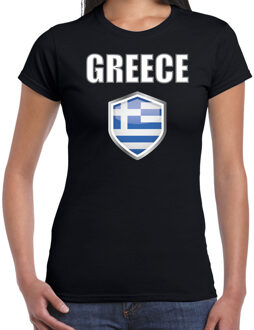 Bellatio Decorations Griekenland landen t-shirt zwart dames - Griekse landen shirt / kleding - EK / WK / Olympische spelen Greece outfit S