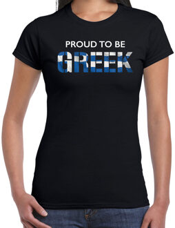 Bellatio Decorations Griekenland Proud to be Greek landen t-shirt - zwart - dames -  Griekenland landen shirt  met Griekse vlag/ kleding - EK / WK / Olympische spelen outfit M