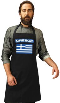 Bellatio Decorations Griekenland vlag barbecueschort/ keukenschort zwart volwassenen