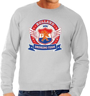 Bellatio Decorations Grijs Holland drinking team sweater / sweater rwb heren -  Nederland supporter kleding XS