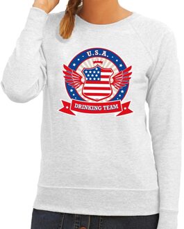 Bellatio Decorations Grijs USA drinking team sweater dames XS