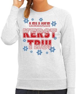 Bellatio Decorations Grijze kersttrui / kerstkleding Lelijke kerst trui voor dames XS (34) - kerst truien Grijs