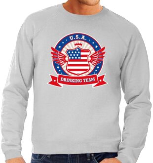 Bellatio Decorations Grijze USA drinking team sweater heren 2XL