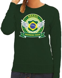 Bellatio Decorations Groen Brazil drinking team sweater dames 2XL