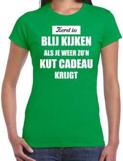 Bellatio Decorations Groen fout Kerstshirt / t-shirt - Kerst is blij kijken / kut cadeau - dames - Kerstkleding / Christmas outfit 2XL